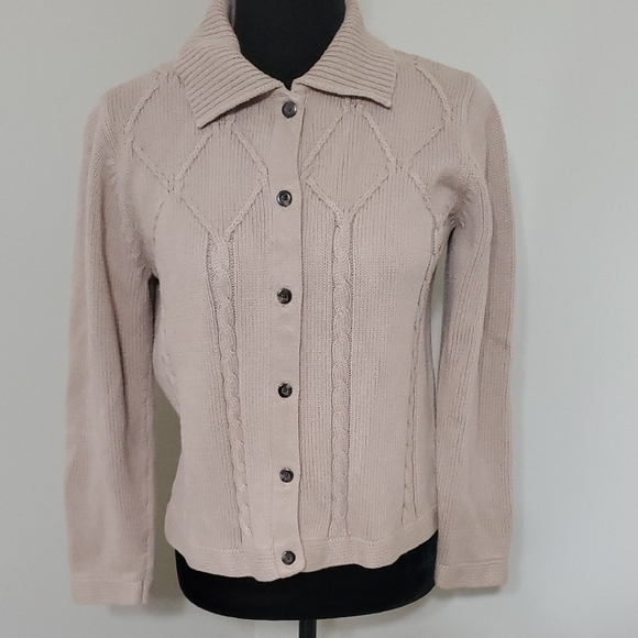 Classic Elements Beige Cable Knit Cardigan - Picture 1 of 6
